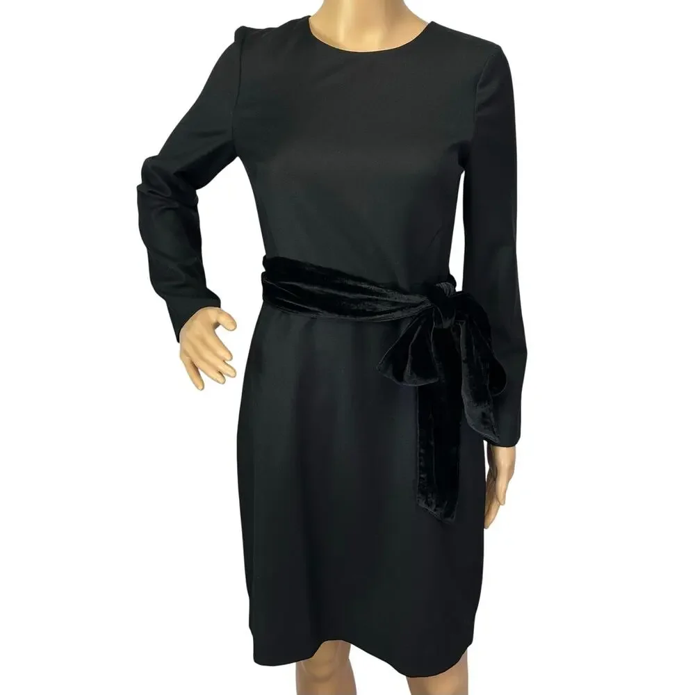 J. Crew Day To Night Velvet Bow Dress Black H3593 Size 0